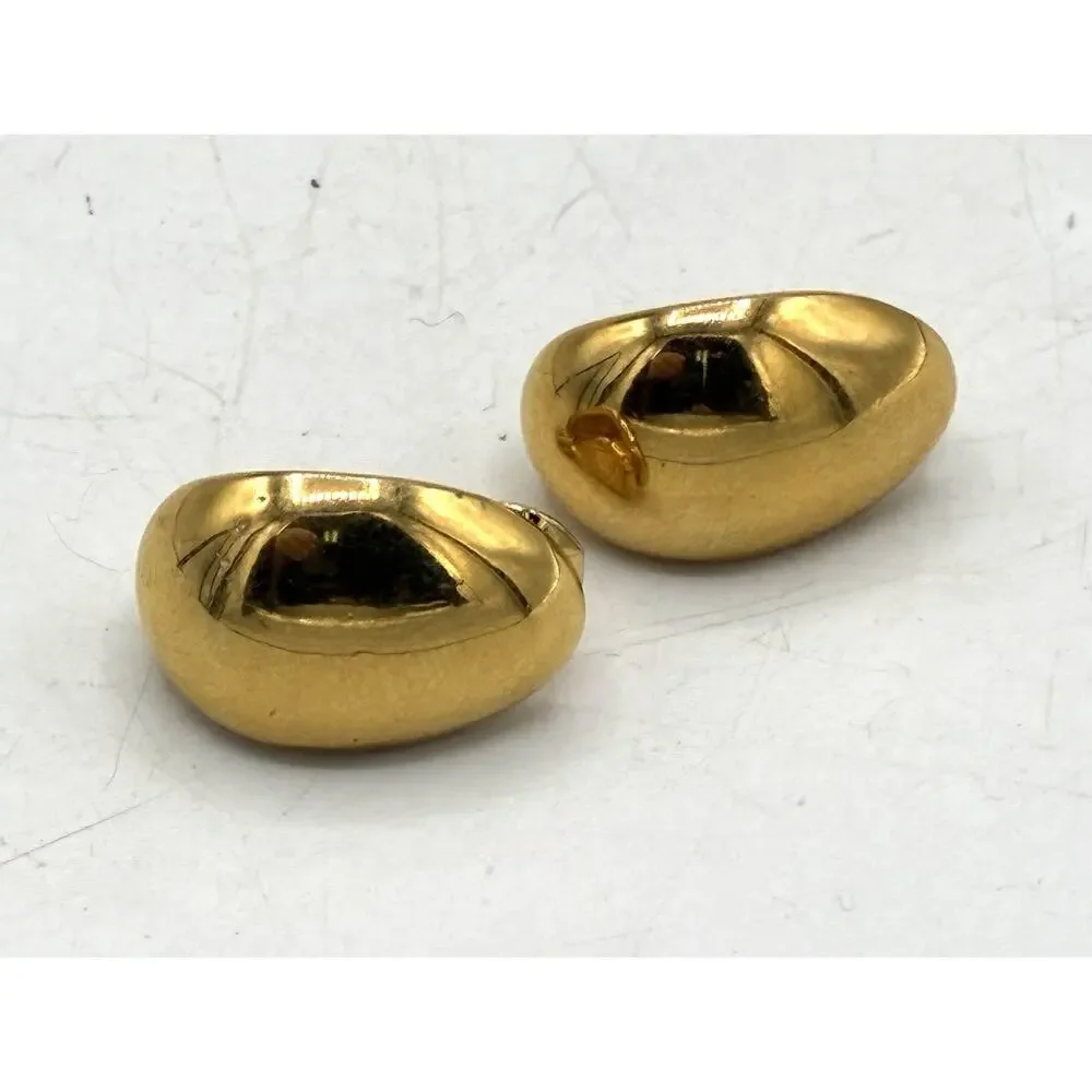 Monet Vintage Gold Tone High Polish Dome Clip Earrings 3/4”